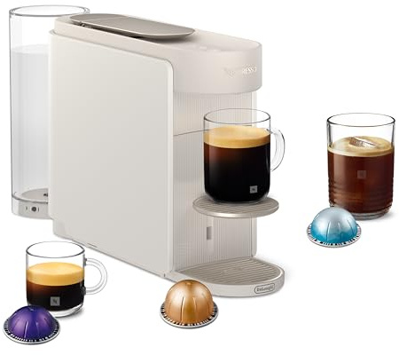 NESPRESSO Delonghi Vertuo Up Kaffeekapselmaschine für 5 Tassengrößen | 3 Sekunden Aufheizzeit | One Touch Kaffee Zubereitung | 1,4 L Wassertank | Kompaktes Design | Weiß (ENV200.W)