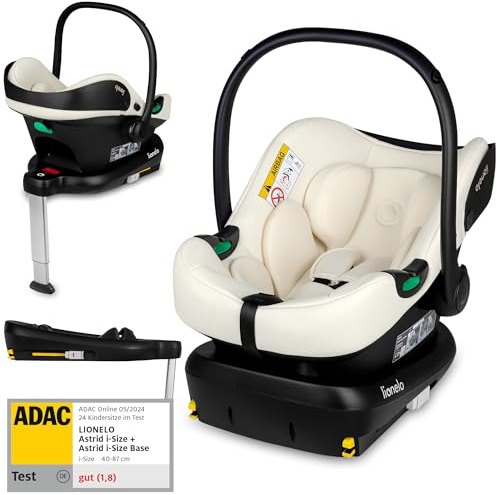LIONELO ASTRID I-size SET Seggiolino Auto per Bambini con Base 40-87 cm Ovetto per Neonati Montaggio ISOFIX, Cinture di Sicurezza a 3 Punti Protezione Laterale, Inserto Dri-Seat, i-Size R129