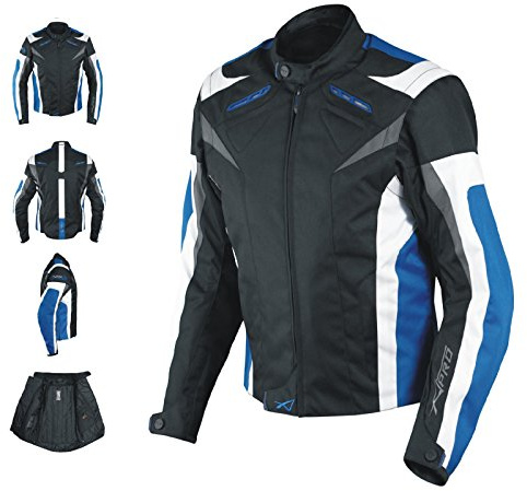 A-Pro Giacca Lady Donna Tessuto Cordura Moto Protezione Manica Staccabile Blu S