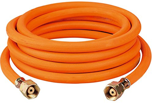 Semperit GPBD propangassslang 6,3 x 3,5 mm 10 bar med fästmutter gänganslutning 3/8 tum vänster gasslang propan butan, storlek: 5,00 m