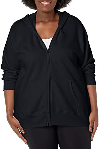 JUST MY SIZE womens Comfortsoft Ecosmart Fleece Full-zip Women's athletic hoodies, Ebony, 2X US