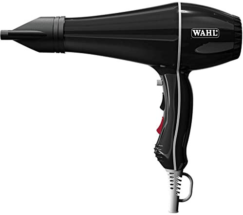 Wahl Powerdry, 2000W Hairdryer, Hair Dryers for Women, Reduces Static and Frizz, Tourmaline Coated Grille, Cool Shot Button, 3 Heat and 2 Speed Settings, Two Concentrator Nozzle, Black