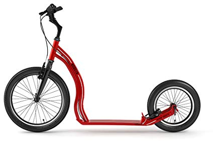 YEDOO Rodstr Tretroller - bis 150 kg, Kickscooter mit Luftreifen 20/16 - Roller Scooter für Erwachsene aus Aluminiumlegierung mit verstellbaren Lenker, Dogscooter, Gewicht 7,4 kg, rot/schwarz