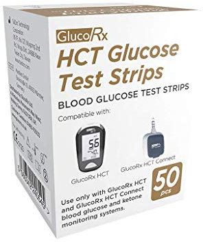 GlucoRx HCT Glucose Test Strip, 50 Pack