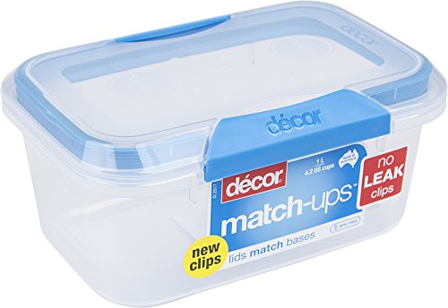 Décor Fresh Seal Clips Food Storage Container, BPA-Free, Airtight & Leak Resistant, Ideal For Meal Prep, Container With Silicone Seal Secure Clips & Lid, Microwave, Freezer & Dishwasher Safe, Teal, 1L