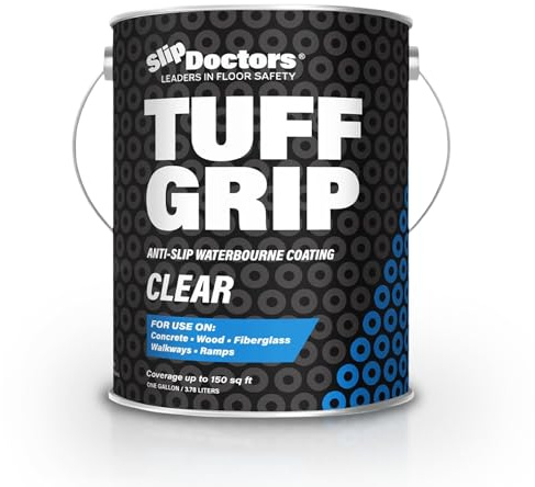 Tuff Grip Clear Non-Skid Paint for Ramps, Floors, Decks & Stairs – Textured Anti-Slip Grip Coating for Slip Resistant Traction (One Pack)