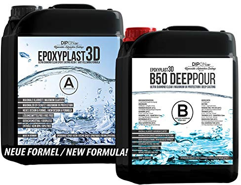 22,5 kg epoxiharts EpoxyPlast 3D B50 DEEP POUR 5 CM (50 mm) höjd för Flodbord I Ultra Diamantklar I Maximalt UV-skydd I gjutningsharts I Glasklar I Resin I Epoxi I EP I bord
