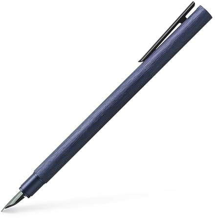 Faber-Castell 146162 - Penna stilografica Neo Slim in alluminio, larghezza pennino EF, blu scuro