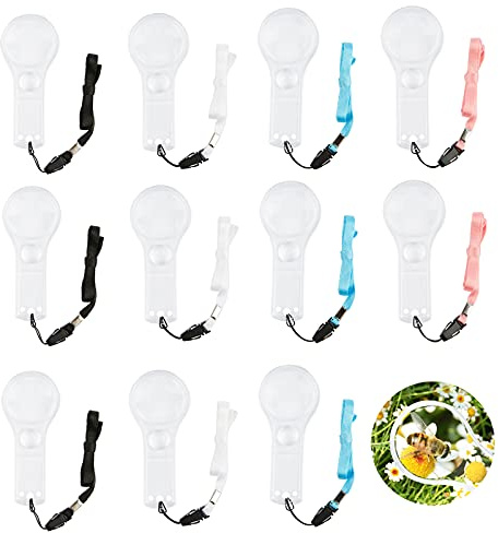 Magnifying Glass for Kids, 24 Pack Plastic Magnifier 5X and 15X Magnification Hand Lens Mini Magnifier with 24 Colorful Lanyards for Science Class, Reading, Party Favor, Outdoor Activities IRCHLYN