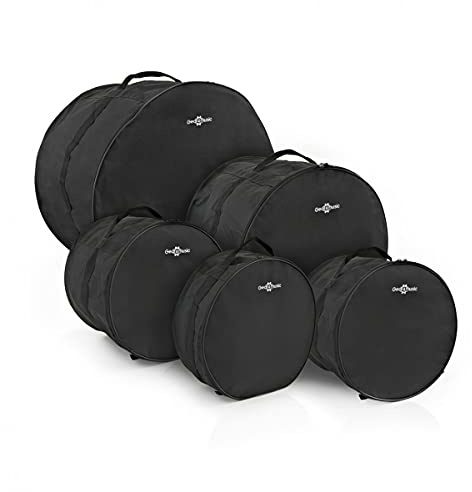 Gear4music 5-teiliges Drum Bag Set - Standard Rock Größen Drum Cases 22, 12, 13, 14, 16 - schwarz