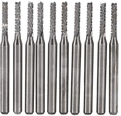 Candeon End Mills CNC Router Bits - 10pcs 2mm Cemented Carbide End Mill Engraving Bits Kit Straight Shank Milling Cutter Tool Carving Drill SMT/CNC/P-C-B Cutter