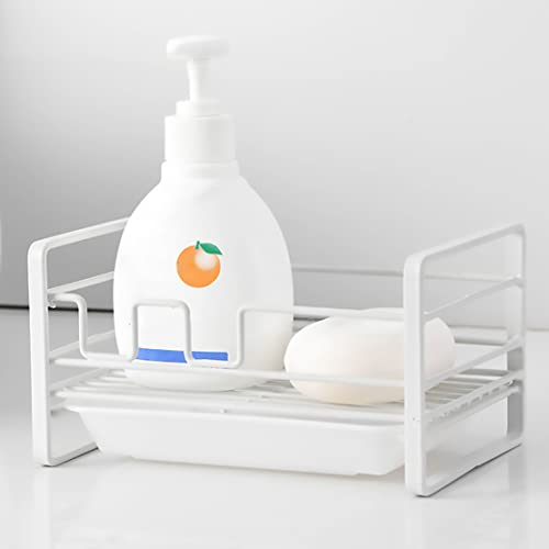 ANHORTS Portaspazzole Spugna Cucina, Porta Spugna Sottolavello, Porta Igienizzante Mani per Lavello Vaschetta, Organizer del Bagno Accessori Portaoggetti Supporti, Bianco