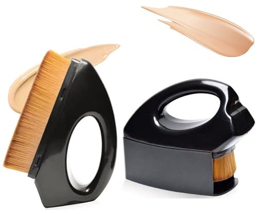 2Pcs Brosse à Fond de Teint en fer Plat Pinceau de Maquillage en Fibres Douces Pinceaux Maquillages Contouring à Pente Plate Outilsde Portables pour Convient Aux Fonds de Teint Liquides