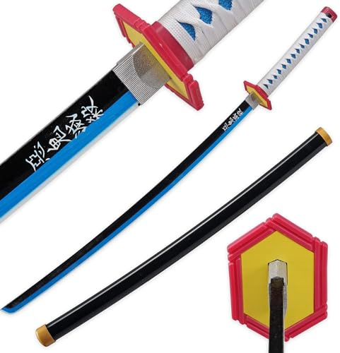 LQZJG Anime Espada de bambú Cosplay，Tomioka Giyuu Espada Katana 103 cm/40 Pulgadas