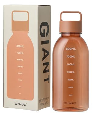 WEMUG 1000ml Water Bottle – Simple 3-Part Design, Easy to Clean, Leak Proof, BPA Free, Giant, amber