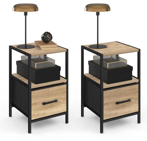 IDMarket - 2er-Set Nachttische Utah 1 Schublade und 1 Nische