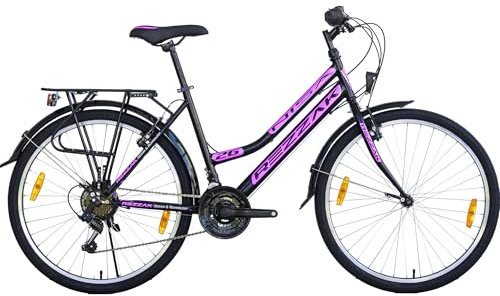 Rezzak 26 Zoll Mädchenfahrrad Damenfahrrad KInderfahrrad Jugendrad 21 Gang City Schwarz-Pink