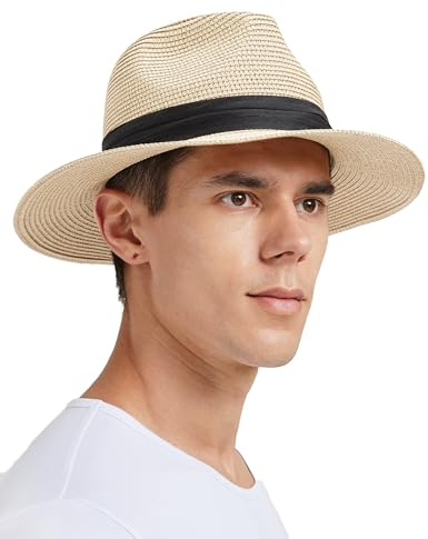 Zylioo Straw Hats for Small Heads Summer Fedora Beach Sun Hat Petite Wide Brim UV Holiday Hat