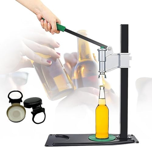 WADPP Manual Beer Bottle Capper Machine, 26mm Bench Beer Bottle Ring Pull Cap Crimping Tool, Adjustable Height, Heavy Duty Strong Metal Easy Action for Home Brewing