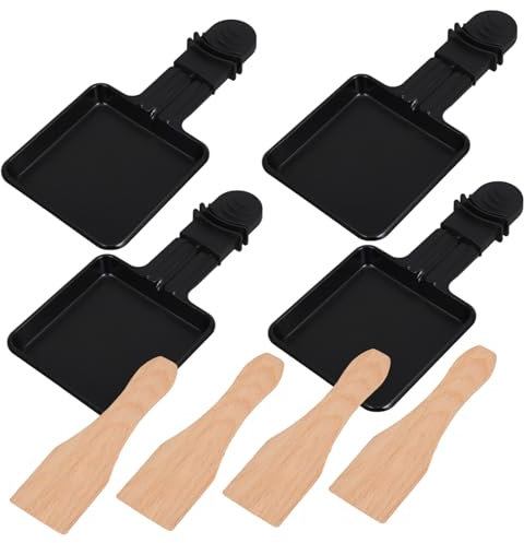 Holibanna 4sets Electric Oven Mini Cheese Melting Tray Household Kitchen Accessories Include Shape Raclette Pan Handles Cheese Grill Pan and Mini Grill for Baking and Small Plates
