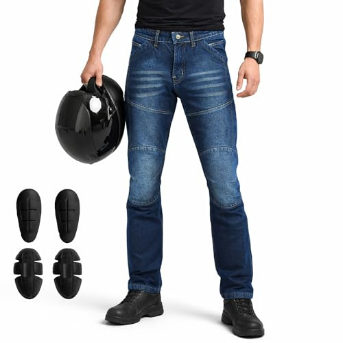 Vaster Moto Pantalons de Moto en Jean pour Homme avec Protection en Armure de Kevlar, Approuvés par la CE EN 17092-3:2020, L