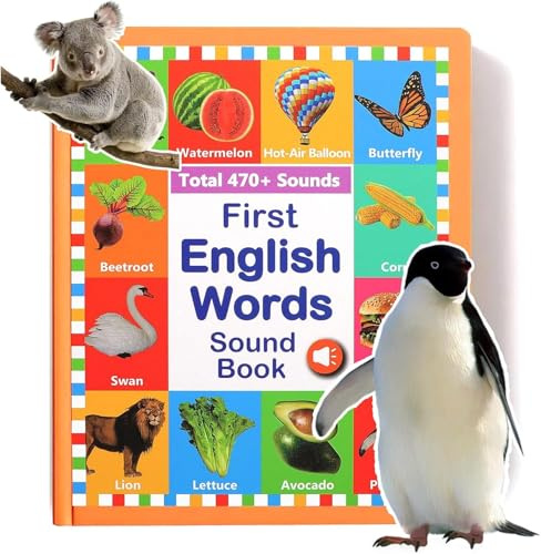 Starnearby First English Words Sound Book, My First English Sound Toy – 470+ Words, 21 Themes, Speak and Spell, Fun Word Game, Juguete Educativo for Educational Language (Red)