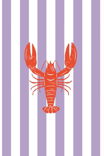 Lobster Notebook – Lilac and White Stripe Cover, 6” x 9”, 120 Pages, Lined – Coastal Nautical Journal for School, Work, or Summer Notes