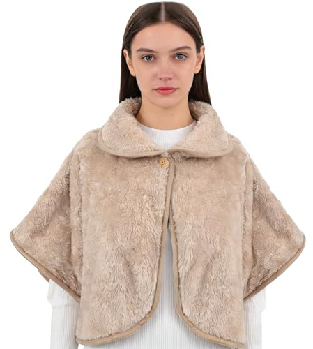 FakeFace Winter Shawl Cape Ponch for Women Warm Furry Shoulder Cape Shoulder Protective Shawl for Women Ladies Home Jacket