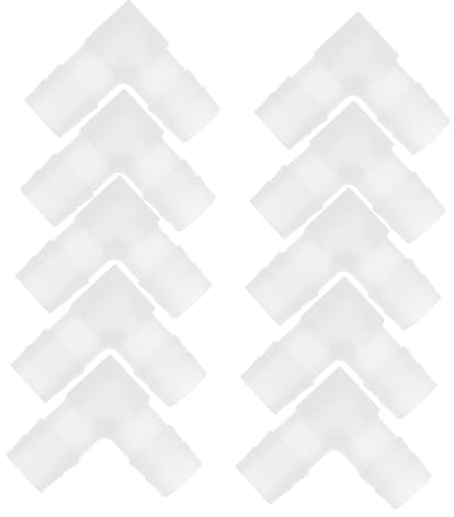 TOYZFRIENDY 10 Piezas 90 PP Codo para Tanque acoplador Conector de Codo de 90 Tubo Conector de tubería de Agua de jardín ángulo Recto el plastico Blanco