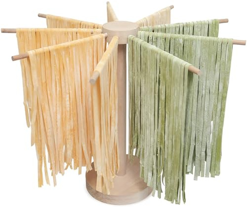 KEGAJEGA Pastatork, vikbar, trä, pastatork, 40 cm, höjd med 9 avtagbar, 23 cm, pastaställ för torkning, bärbar för torkad spaghetti, kinesiska nudlar, glasnudlar andra nudlar