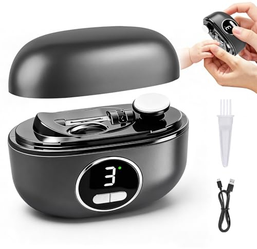 Electric Nail Clippers, 3-Speed Nail Cutter with Dual-Blade Safety Design&LED Light for Finger Toenails, Electric Nail Trimmer Nail Grinder for Seniors&Users with Limited Hand Mobility