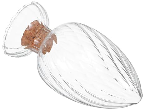 HAPINARY Tarro Decorativo de Cristal Transparente Tapa de Corcho en Forma de Hélice, Organizador de Cerillas Protección contra Humedad y Fácil de Limpiar para Decoración del Hogar