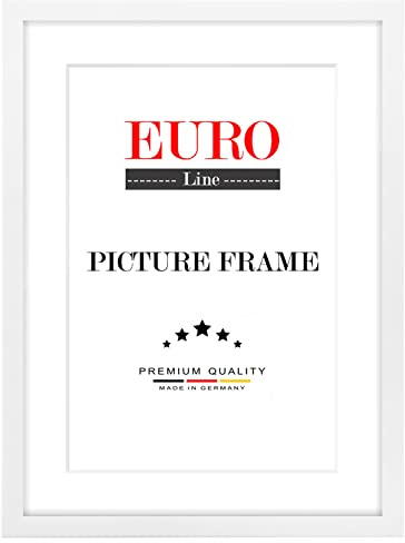 EUROLine35 Cornice foto in legno 56 x 58 cm su misura - colore: Bianco opaco | taglia selezionabile | con vetro acrilico antiriflesso | cornici per foto | Manifesti | puzzle