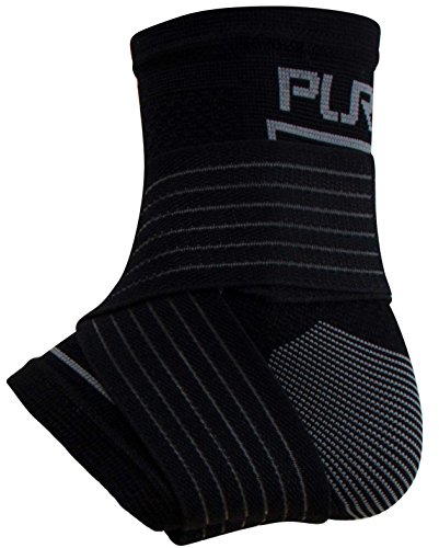 Ankle Support Brace – Compression Sleeve with Adjustable Strap, Perfect Fit – Great for Running, Ankle Sprains (L/XL, Black)