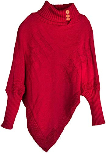 styleBREAKER Poncho de punto trenzado para mujer manga larga | Cuello redondo cómodo 25 cm, corte favorecedor, largo 74 cm, talla única elástica.