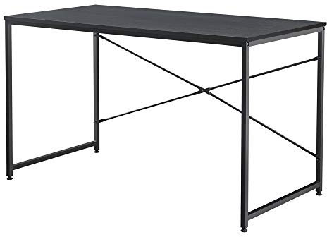 Poste de Travail Bureau d'Ordinateur Table de Bureau Gaming Étude Pieds en Métal Plateau de Table MDF 16 mm 120 x 60 x 72 cm Couleur Noir