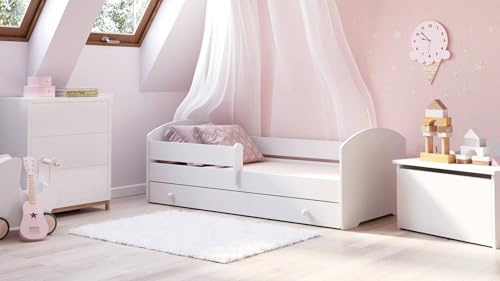 Dmora - Lit simple Kalisz, Sommier pour chambre, Literie par chambre, Support de matelas, 144x78 h58 cm, Blanc