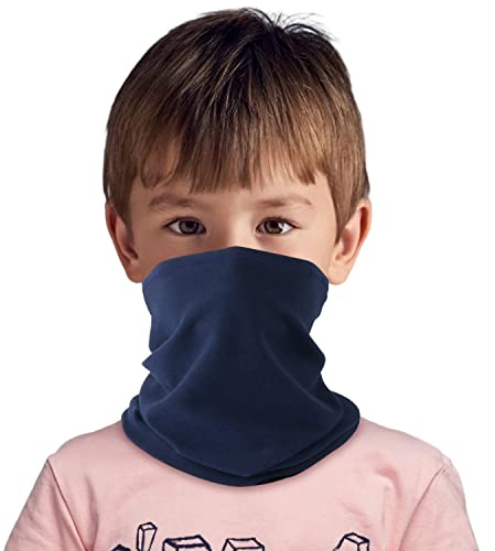 HEGCOIIE Kinder Schlauchschal Winter Fleece Loop Schal Halswärmer Halstuch Winddicht Ski Maske Warmer für Jungen Mädche (Marine)