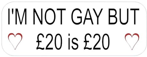 I'm NOT Gay BUT £20 is £20 Funny Car Sticker/Decal 5 x 2 Inches