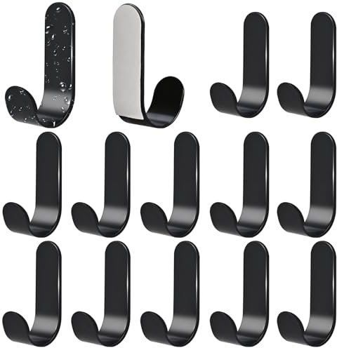 faburo 10 Pièces Crochet Adhesif Mural, Accroche Torchon Cuisine, Porte Serviette Salle de Bain, Crochet Adhesif Sans Trace, Fixation Murale Sans Percer, Attache Murale, Crochets Adhesifs, Noir