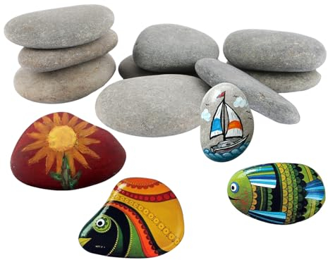 MUXHEL 30 Stück Flache Steine zum Bemalen, 5-8cm Glatte Kieselsteine zum Basteln, Flache Kieselsteine Naturkiesel, handverlesene Naturstein Aquarium Deko-Steine für Handwerk Malerei Kreative Kunst