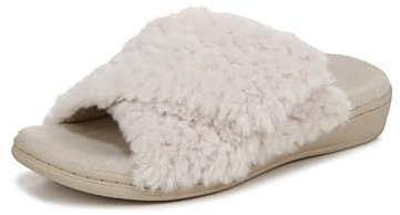 Vionic Women's Relax Ii Slides Slipper, Off White Fabric, 6.5 UK