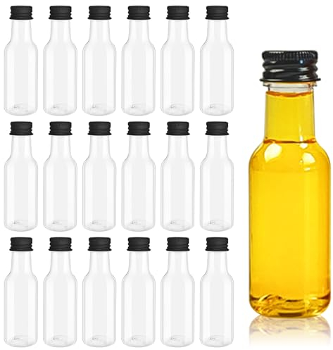 18 Stück 50ML Kleine Likörflaschen Mini Fläschchen Likörflaschen Flaschen zum Befüllen Wiederverwendbar Schnapsflaschen für Hochzeiten Party Saft Whiskey