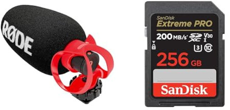 RØDE VideoMicro II Ultra-Compact On-Camera Shotgun Microphone for Recording Audio with a Camera & SanDisk 256GB Extreme PRO SDXC card + RescuePRO Deluxe, up to 200MB/s, UHS-I, Class 10, U3, V30