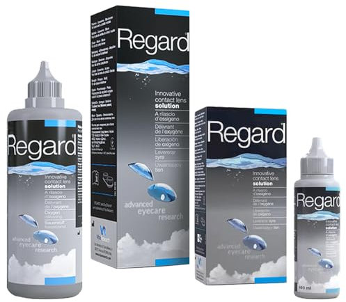 Avízor Regard 355ml + 100ml Bottle – Travel Kit – Solution to Clean, Disinfect, and Rehydrate Contact Lenses – No Preservatives in Your Eyes – Oxygen-Based Cleaning