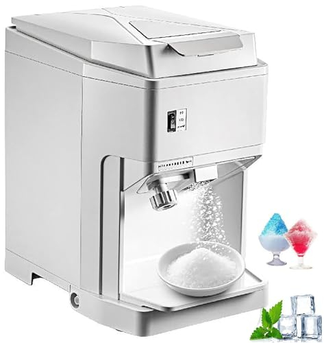 YHUEGH Broyeur à Glace électrique rasé, Machine Commerciale à cônes de Neige de 460 W, 265 LBS/H, Finesse réglable pour raser la Glace Rugueuse et Fine, Nettoyage Facile, Machine à cônes de Neige