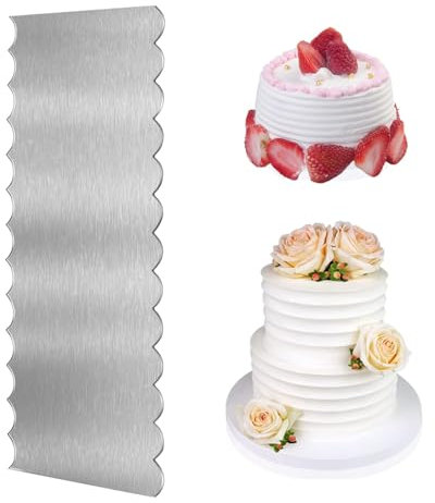 9 Inch Cake Scraper Buttercream Smoother, Large Cake Scraper, Metal Cake Scraper, Double Sided Cake Smoother for Buttercream for Birthday Wedding Home Party Cream Baking Decorating