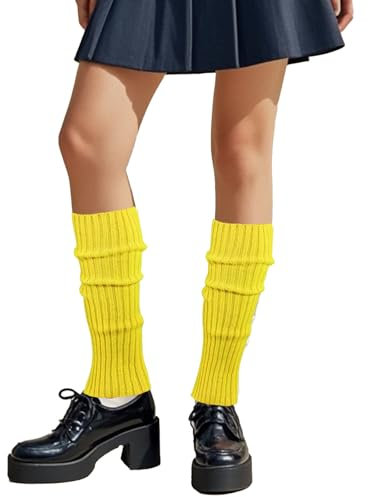 XDGBGFN Beinstulpen Damen Stulpen Damen Sockenbezüge aus Gewirken Elastisch Winter Beinwärmer Stulpen für Damen (Gelb, Standard)