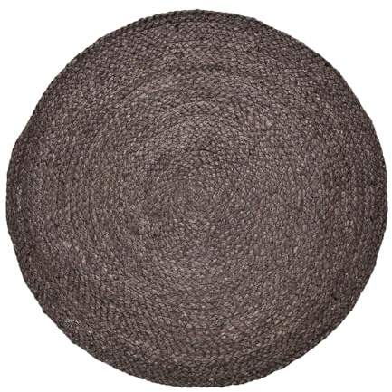 Marrakesch Boho Deko Jute Teppich rund 80 cm handgeflochten in Braun | Runder Teppich Abrila für Wohnzimmer Flur Bad oder Küche | Runde Outdoor Teppiche als Terassendeko oder Balkon Deko