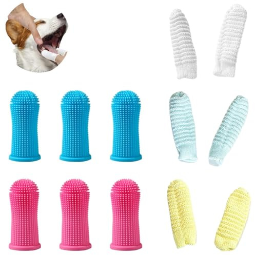 ZEPIQOR 12Pcs Cepillo Dientes Perro, 360º Cepillo de Dientes para Perros de Dedo, Kit de Cepillo de Dientes de Limpieza de Dientes de Silicona para Perros, Cachorros, Gatos y Mascotas Pequeñas Cuidado